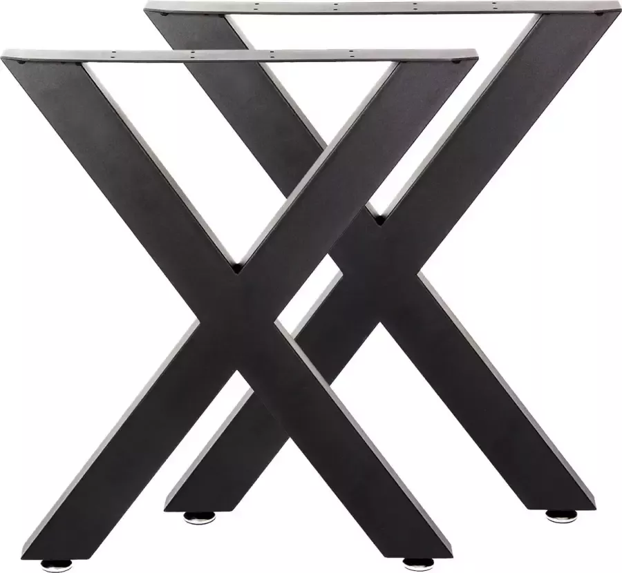 Wildanger Technik Wildanger industriële x-vormige tafelpoten 72x60cm gepoedercoate zwarte tafels bureaus