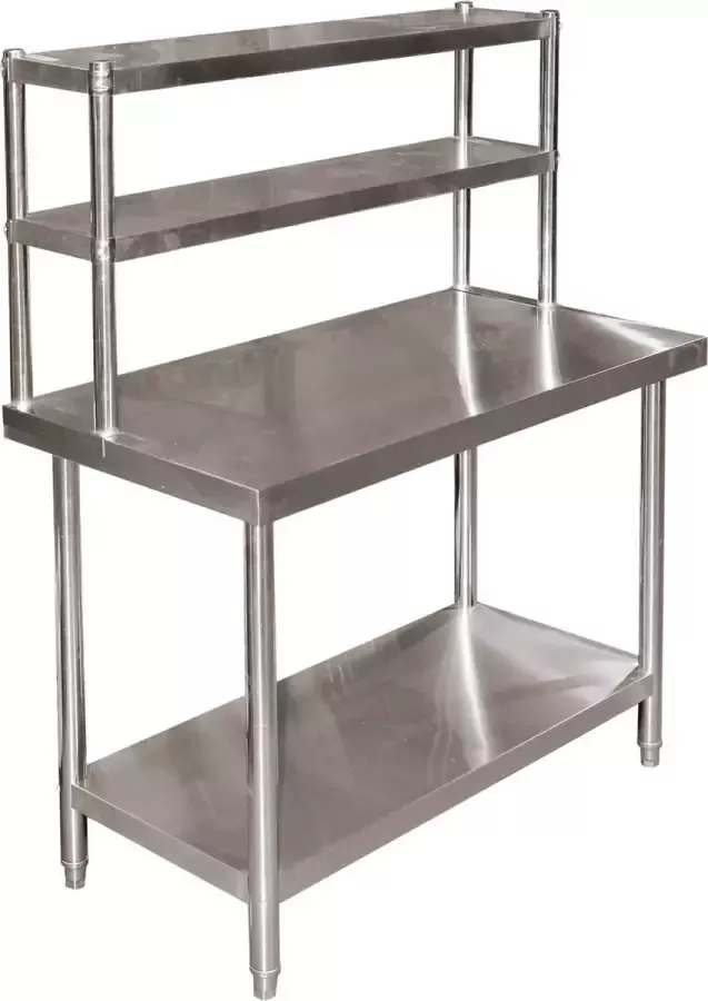 Wildanger Technik Wildanger rvs hoogte inst. tafel met 2 lagen bovenste plank 120x60x85cm