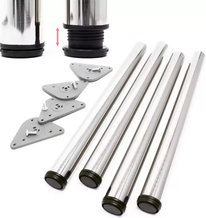 Wildanger Technik Wildanger rvs tafelpoten nikkel set van 4 verstelbaar ø60mm 710mm