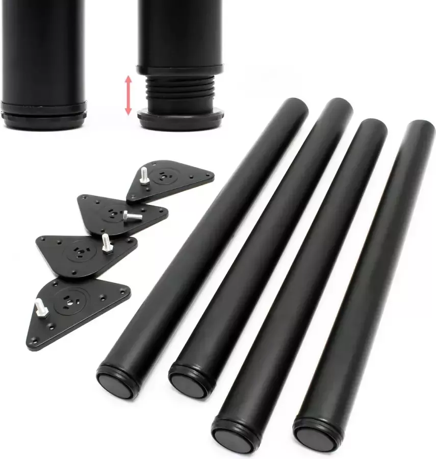 Wildanger Technik Wildanger rvs tafelpoten zwart set van 4 verstelbaar ø60mm 870mm