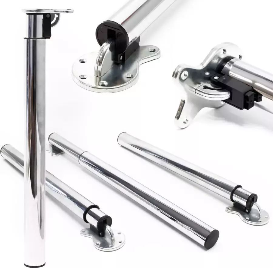 Wildanger Technik Wildanger tafelpoten set van 4 chroom in hoogte verstelbaar 70-110cm steun