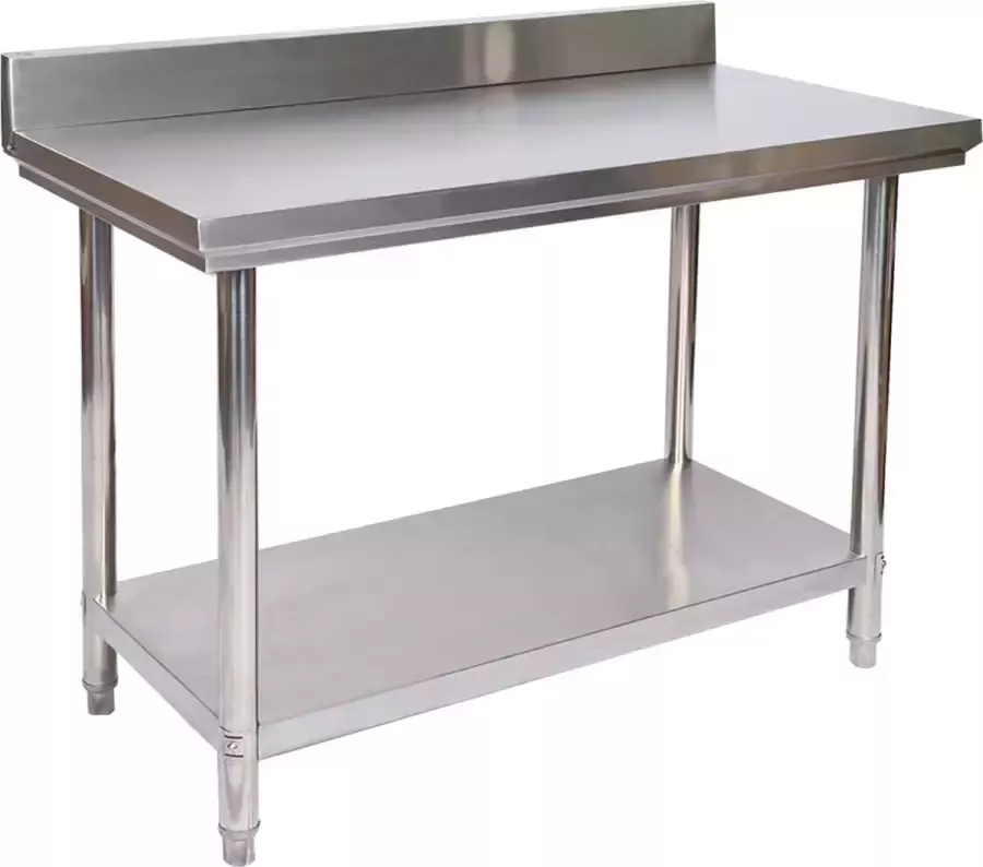Wildanger Technik Wildanger werktafel keuken roestvrijstalen tafel met achteropstand 100x60x85 cm