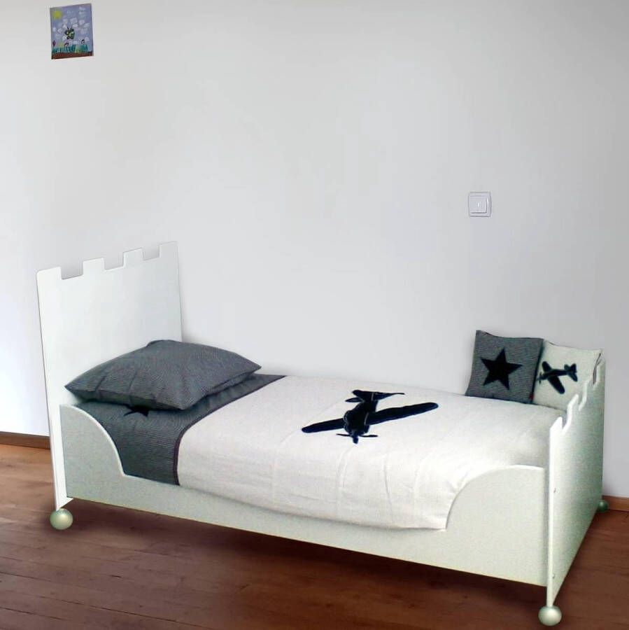 Wildkidzz.com Peuterbed JAZZ kasteel 70x150 met matras WIT