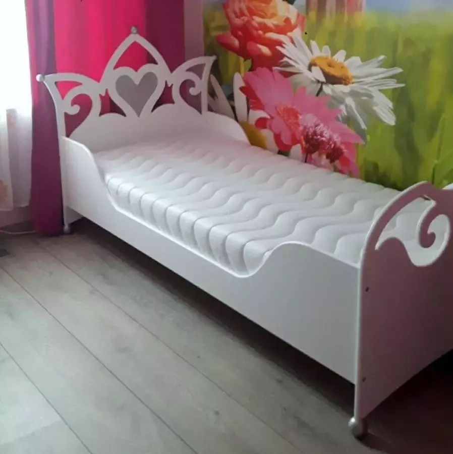 Wildkidzz.com Kinderbed BELLE prinsessenbed 90x200 WIT-GRIJS met matras
