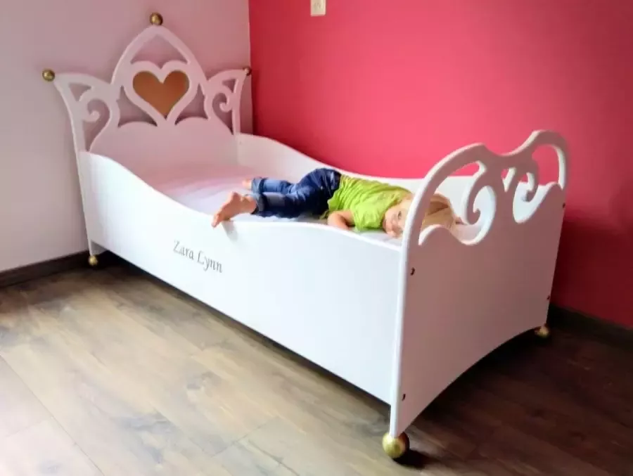 wildkidzz.com Peuterbed BELLE prinsessenbed 70x150 WIT-GOUD met matras