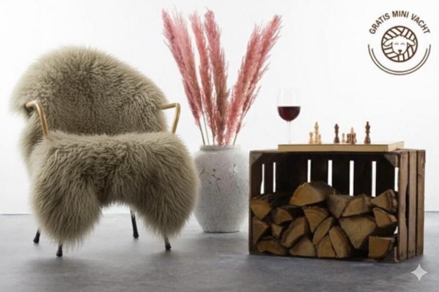 Wildlife Design GIGANTISCHE taupe schapenvacht taupe XXL schaapsvacht groot schapenvel voor camper camperstoel vacht caravan voeteneind grond bed slaapkamer vloer