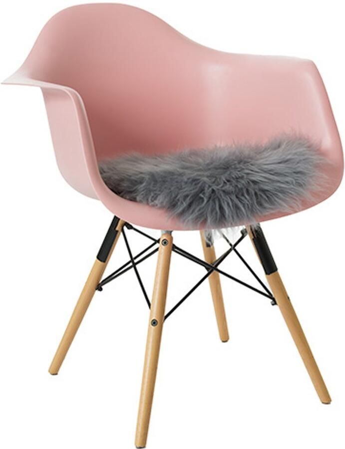 Wildlife Design Schapenvacht stoelkussen lichtgrijs Stoelpad schaapsvacht Grijs schapenwollen chairpad kussen dierenhuid dierenvacht Decoratie grijze stoelkussentje wol