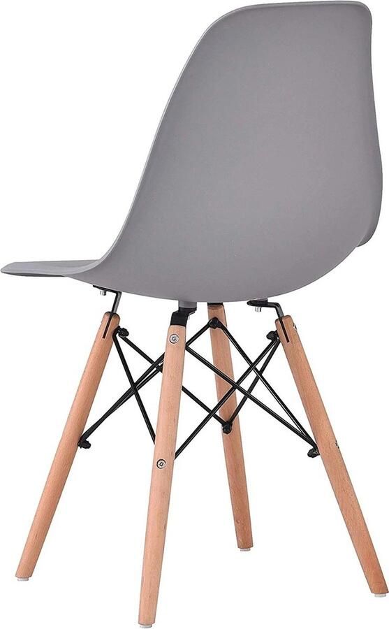 Wildor Stoelen set van 6 nordic stijl grijs Eetkamerstoelen Plastic zitting Beukenhout stoelpoten Grijs Zithoogte 43cm