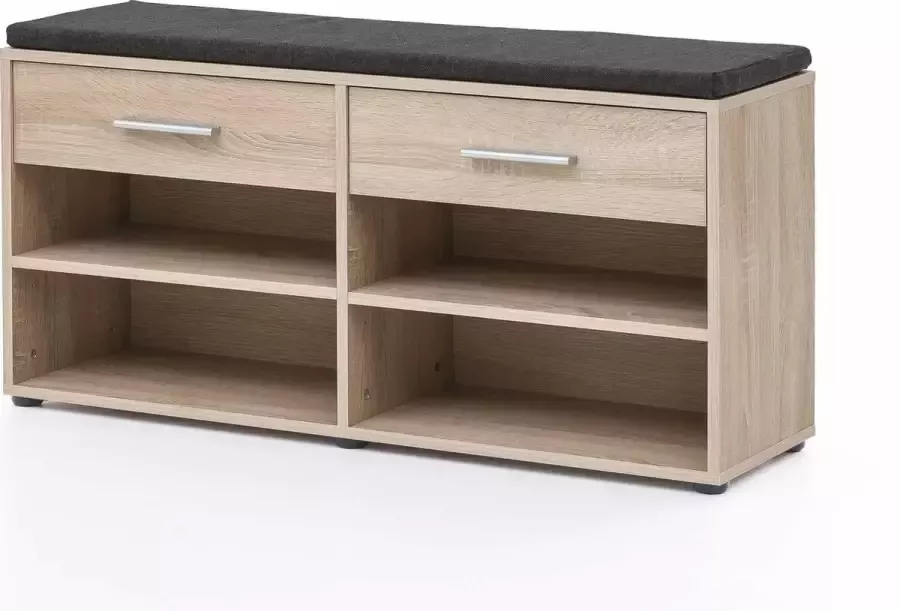 Wilmes Schoenenkast Karin 2 laden met zitkussen eik