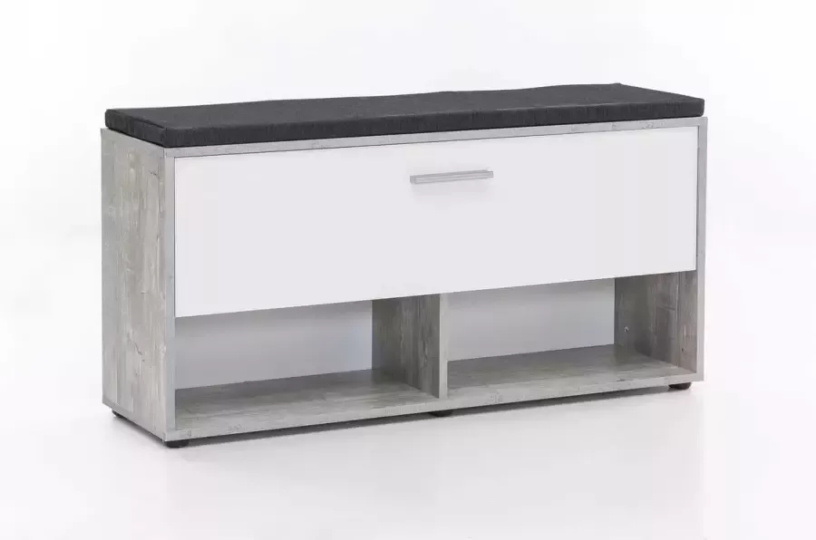 Wilmes Schoenenkast Karin met zitkussen wit beton - Foto 2