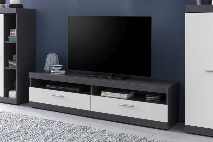 Wilmes TV Meubel Tv-meubel Otis met wandplank 160cm Wit; Grijs