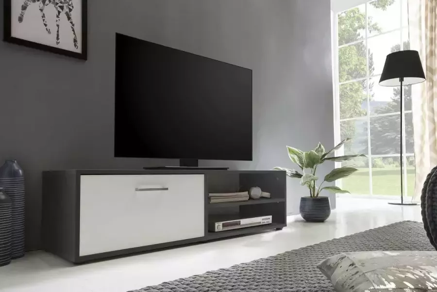 Wilmes TV Meubel Tv-meubel Sami 1 deur 120cm Wit; Grijs - Foto 3