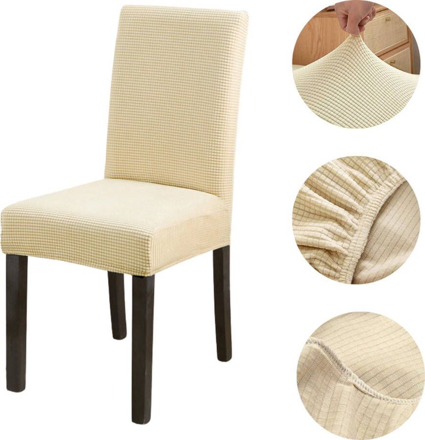 Winkrs Stoelhoes voor Eetkamerstoel Gebroken Wit Beige Blokjes Universele Elastische Hoes voor Stoelen
