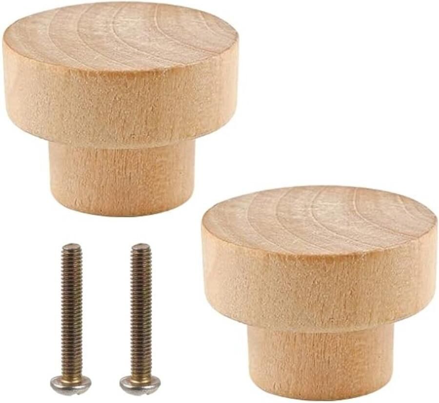 Winkrs Kastknoppen Hout 2x Meubelknop voor lades & deurtjes 40MM Meubelbeslag Handgreep Rond