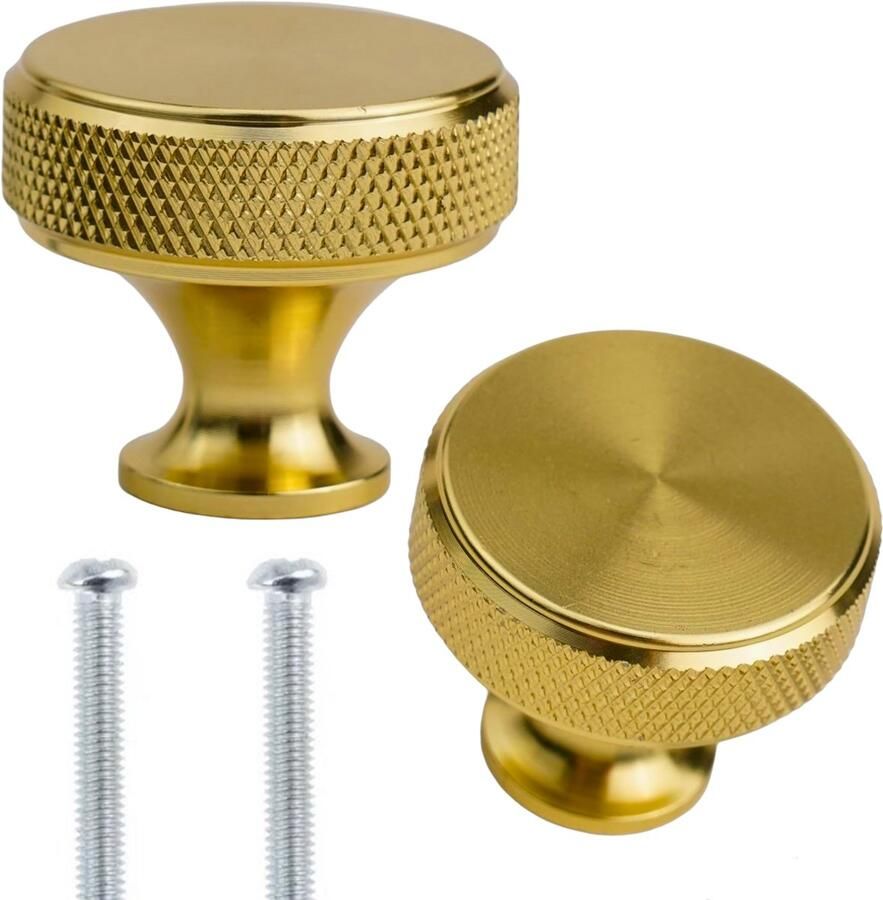 Winkrs Kastknoppen Set 2x Ronde Handgreep Goudkleurig 30MM Meubelknoppen voor kasten & lades Geelgoud