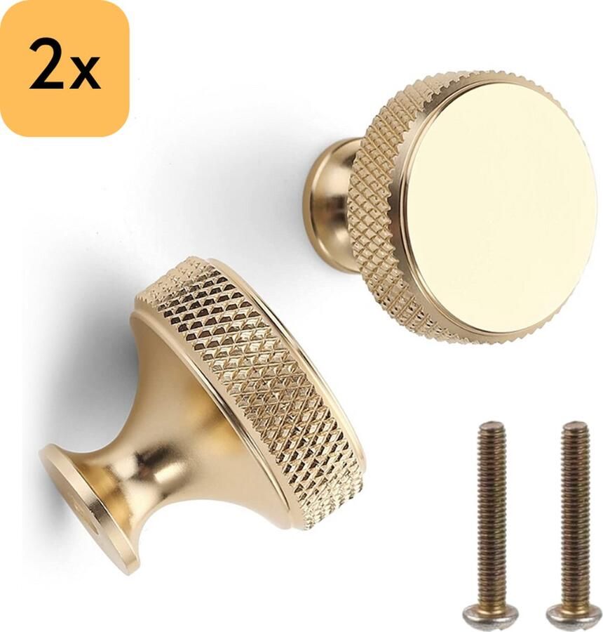 Winkrs Kastknoppen Set 2x Ronde Handgreep Goudkleurig 30MM Meubelknoppen voor kasten & lades