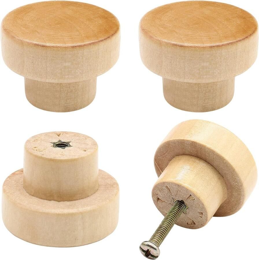 Winkrs Meubelknoppen Gelakt Hout Rond 40MM Kastknoppen Set 4x Knoppen voor kastdeurtjes en lades
