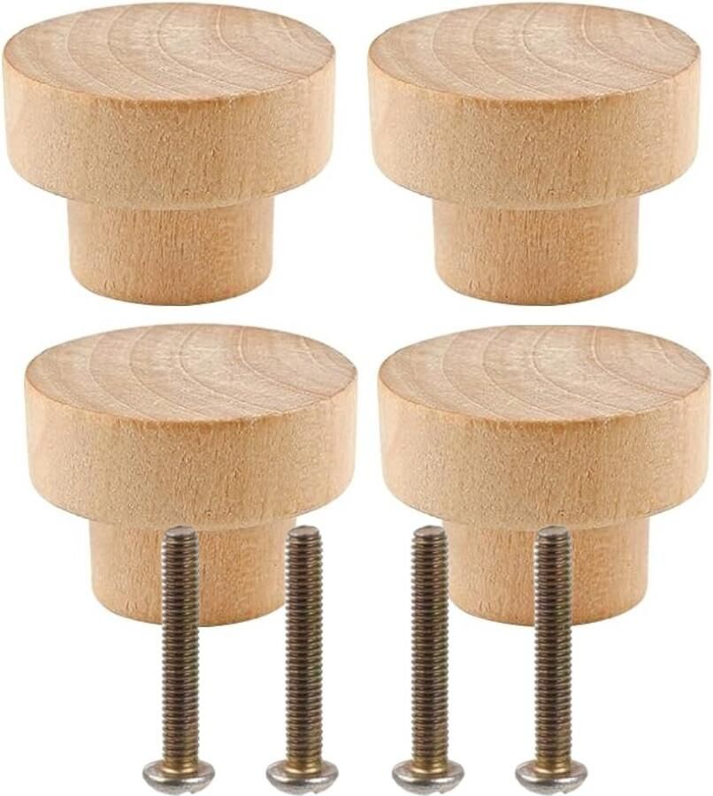 Winkrs Meubelknoppen Hout Rond 40MM Kastknoppen Set 4x Knoppen voor kastdeurtjes en lades