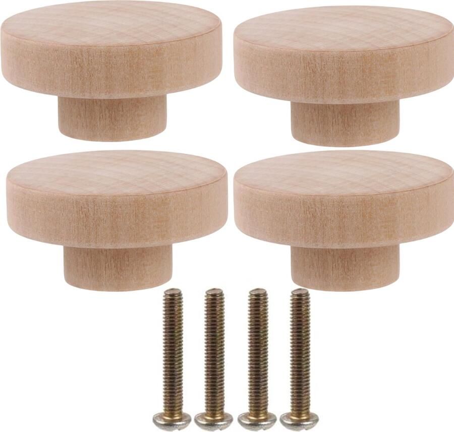 Winkrs Meubelknoppen Hout Rond 50MM Kastknoppen Set 4x Knoppen voor kastdeurtjes en lades