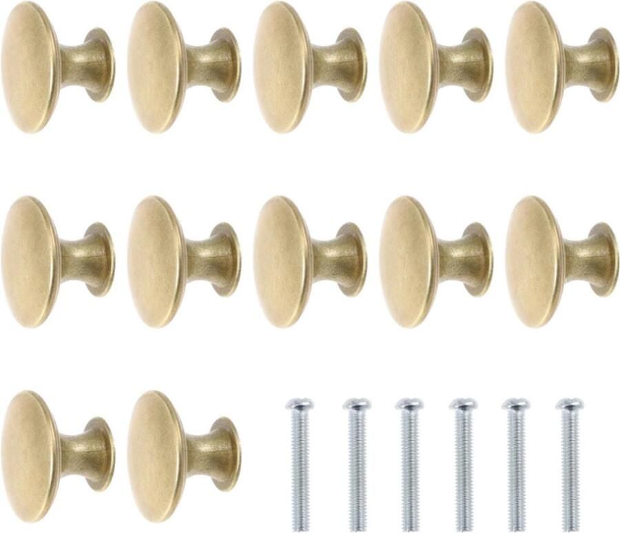 Winkrs Vintage Meubelknoppen 12x Ronde Kastknop 30MM Goudkleurige knoppen van deurtjes en lades
