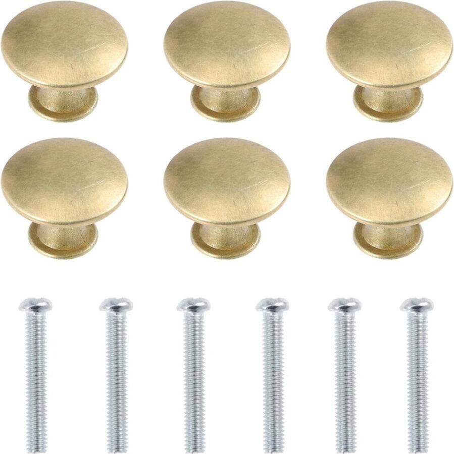 Winkrs Vintage Meubelknoppen 6x Ronde Kastknop 30MM Goudkleurige knoppen van deurtjes en lades
