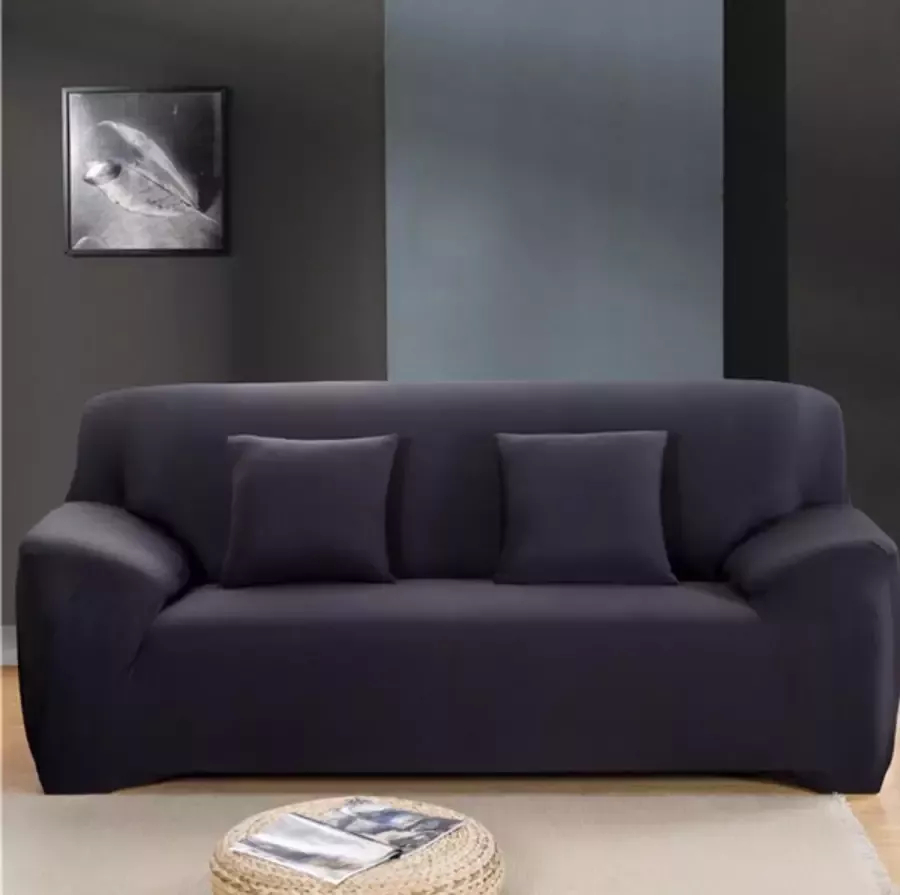 WiseGoods Elastische Bank Hoes Beschermer Meubelhoes Stretch Sofa Cover Hoekbank 3 Zits Zwart 190 x 230 CM