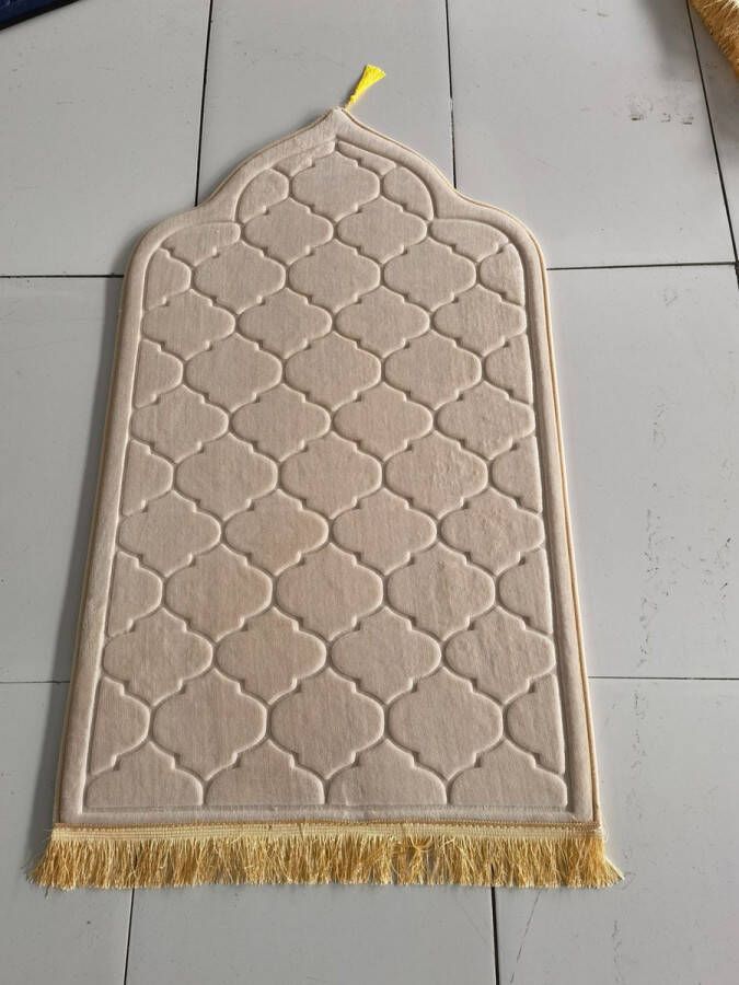 WiseGoods Premium Gebedskleed Islam Accessoires Ramadan Eid Mubarak Cadeau Kleed Kleden Dames & Heren Beige 65x110