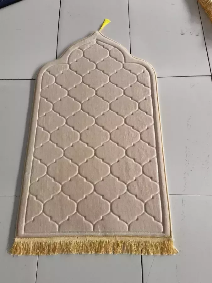 WiseGoods Premium Gebedskleed Islam Accessoires Ramadan Eid Mubarak Cadeau Kleed Kleden Dames & Heren Beige 65x110