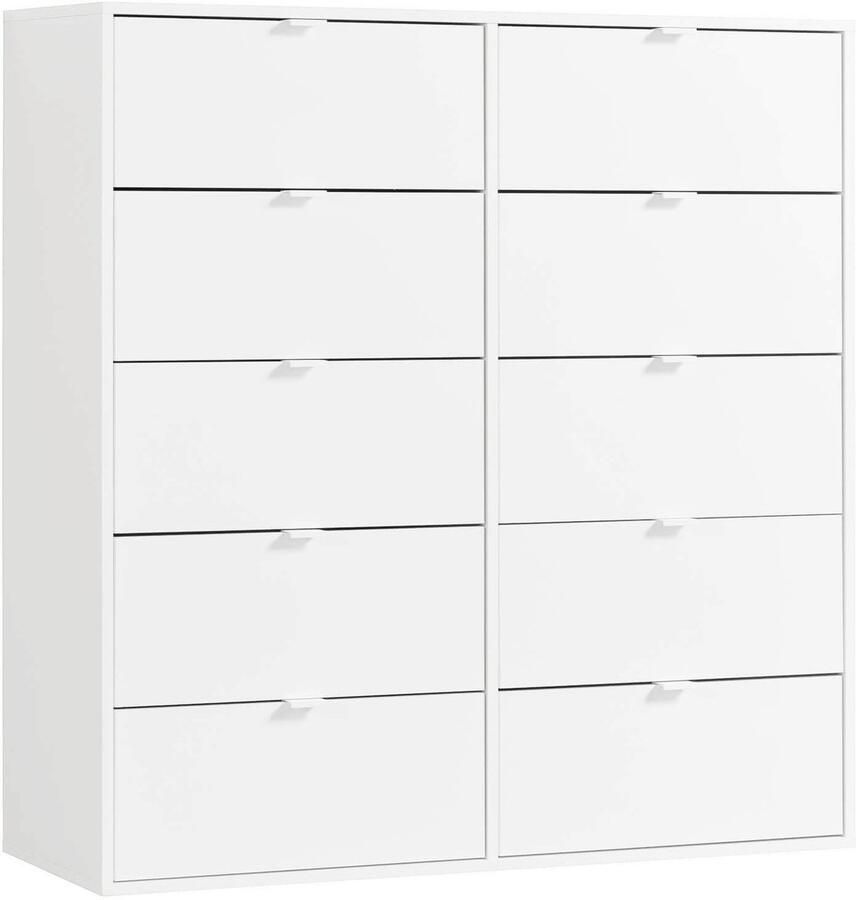 Wit mokebo commode 'Die Stilvolle' (110x117x40cm) sideboard voor slaapkamer hal & kinderkamer met 10 houten lades in