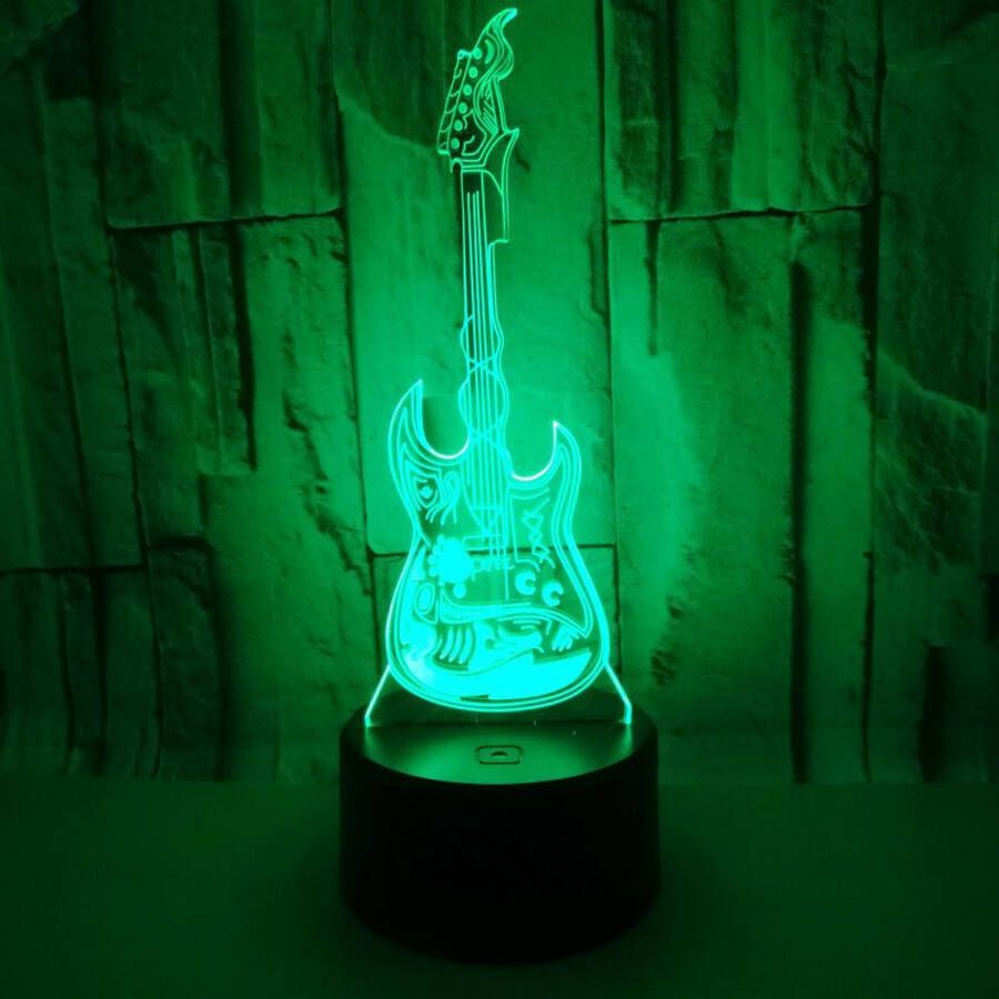 WK Wang Knobbout WK elektrische gitaar laser gravering in 3D acryl LED lamp Meerkleurige LED lichtvariatie Met afstandsbediening om de kleur van de lichten te regelen Touch kan de kleur van het licht controleren
