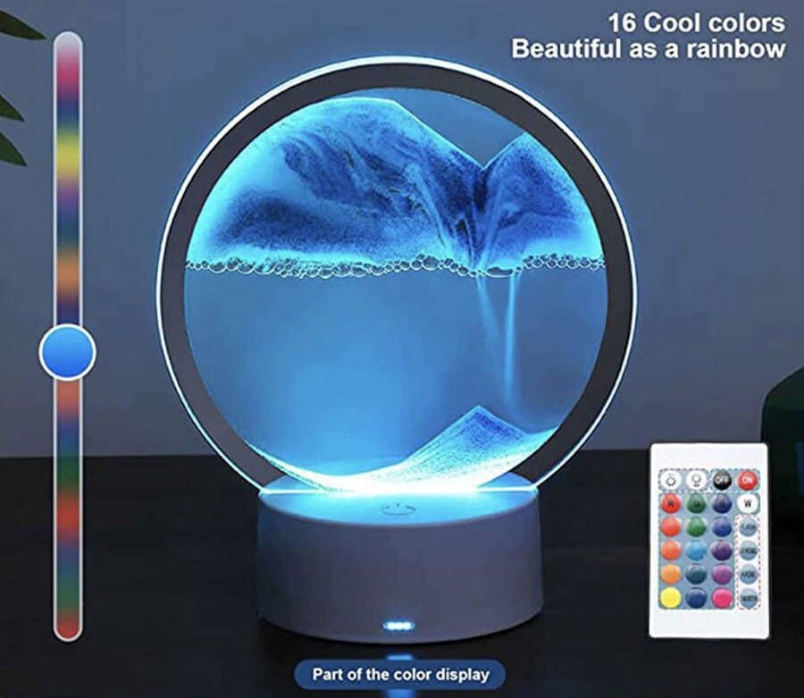 Proda Bewegende Zandkunst In Glas 16 x 20 cm Zandlandschap 3D stromend zand schilderij Ontspanning kunst Zandloper Bureau Thuis of Kantoor Blauw Kerstcadeau - Foto 2