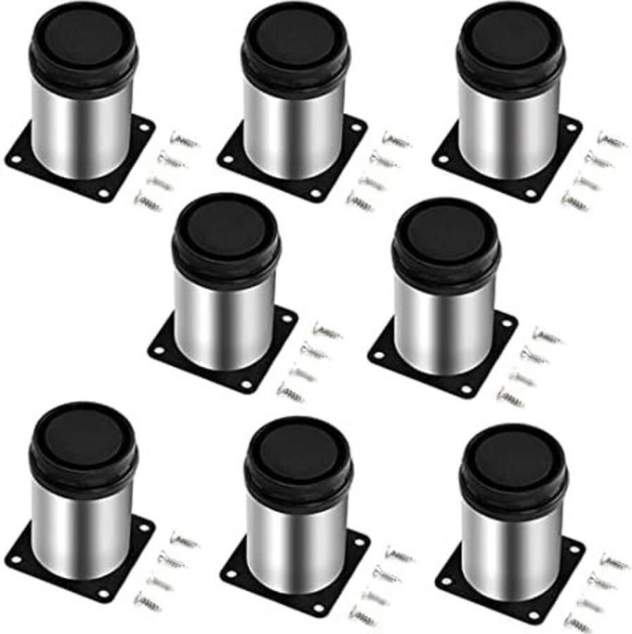WNHB 8 Stuks Verstelbare Meubelpoten – RVS Metalen Poten 50x60mm – Kast- & Tafelpoten – Voor Keuken Bureau Werkblad Meubels