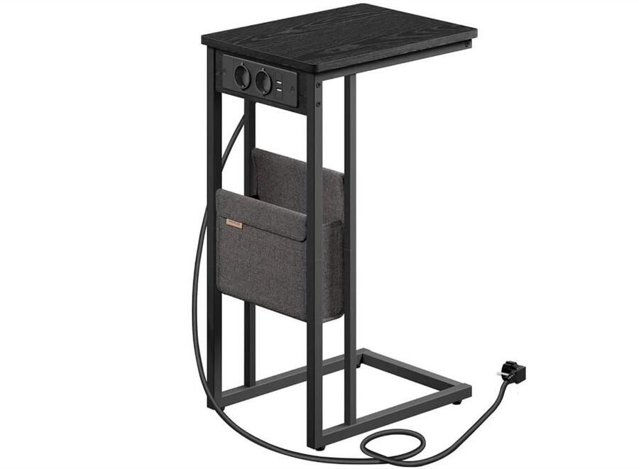 WNHB Bijzettafel Met Stopcontact en USB Nachtkastje Met 2 USB Poorten en Stopcontact 30x40x62 cm