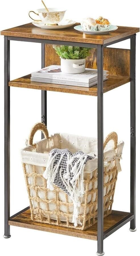 WNHB Bijzettafel Salontafel – 3 Niveaus – Industrieel Design – Woonkamer & Slaapkamer