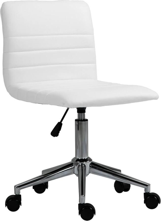 WNHB Bureaustoel kinderen draaibaar kunstleer wit ergonomische kinderstoel