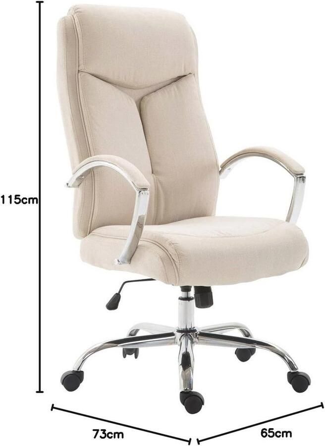 WNHB Ergonomische Bureaustoel Voor Grote Personen Verstelbare Comfortstoel Met Ademend Stof Kantoorstoel In Crème Kleur