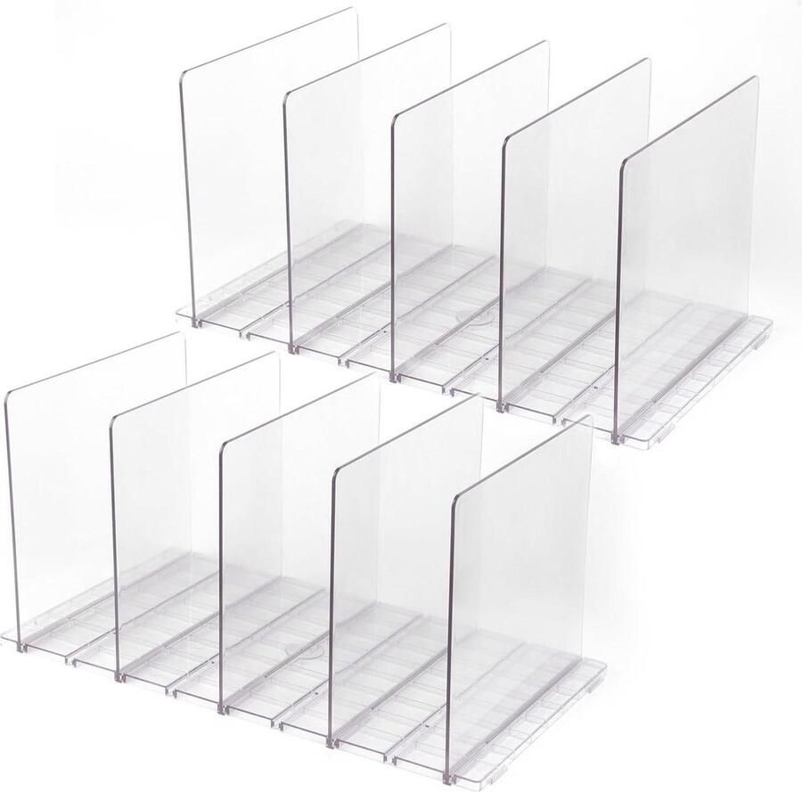 WNHB Kast plank verdelers transparant set van 10 verstelbare organizers afneembaar voor kleding tassen en accessoires