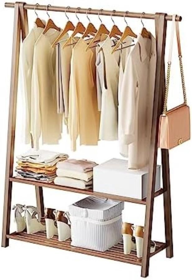 WNHB Kledingrek Bamboe – Inklapbaar Houten Kledingrek – Duurzaam Kledingrek Voor Slaapkamer Hal Of Badkamer