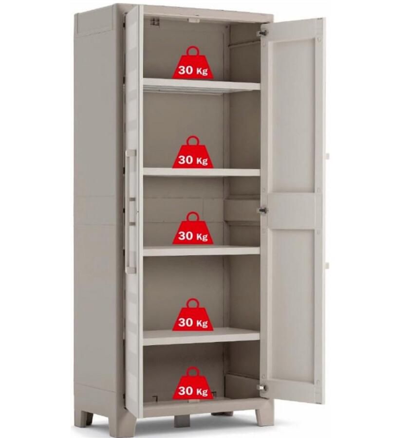 WNHB Kunststof Opbergkast Hoog 80x44x182 cm Inclusief Planken UV en Waterbestendig Geschikt voor Binnen en Buiten