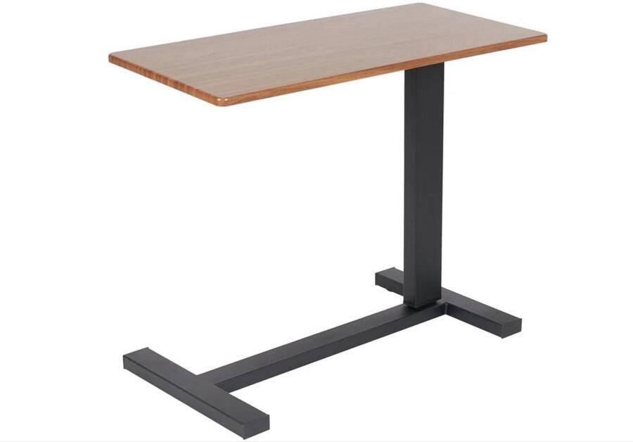 WNHB Laptoptafel op Wielen In Hoogte Verstelbare Bed- en Bijzettafel Laptopstandaard van Metaal en Hout