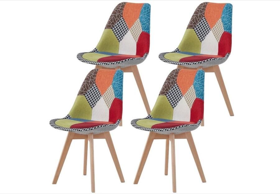 WNHB Set van 4 Gestoffeerde Eetkamerstoelen Moderne Stoelen met Zithoogte 42 5 cm