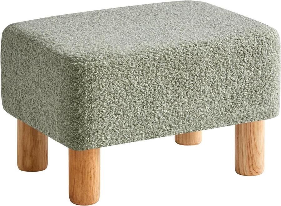 WNHB Teddy fluwelen voetenbank rechthoekig – groen – 40x29x25 cm – woonkamer hocker