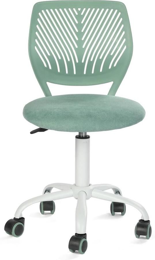 WNHB Verstelbare Studeerstoel voor Tieners – Ergonomische Bureaustoel zonder Armleuningen – Morandi Aqua – Elegant en Comfortabel