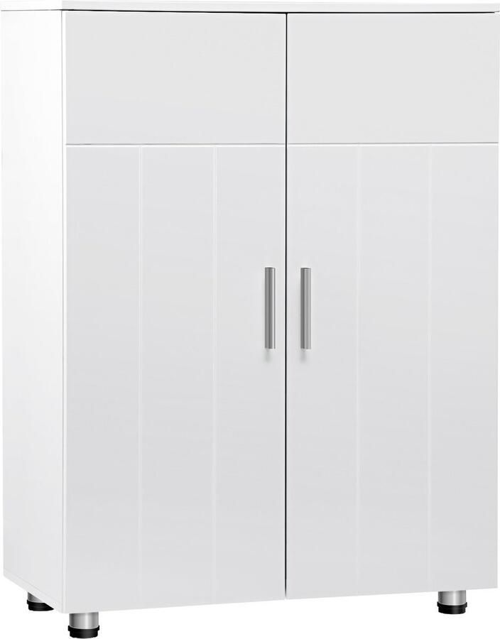 WNHB Wandkast Opbergkast met Verstelbare Planken Kast voor Woonkamer en Badkamer Opbergmeubel Wit