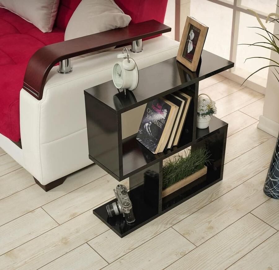 WNHB Zwarte Bijzettafel Smal 60x60x20 cm Moderne Zijtafel voor Woonkamer Slaapkamer en Kantoor