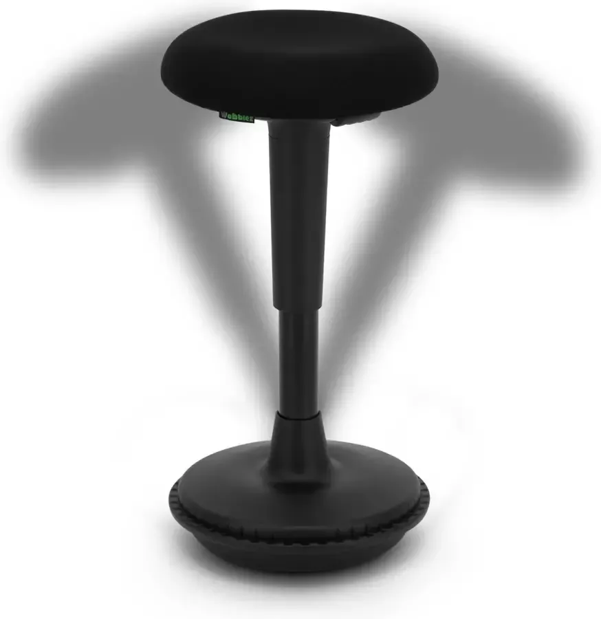 Wobblez Wiebelkruk Ergonomische Bureaustoel voor Zit Sta Bureaus met een hoogte 80-95 cm kruk in hoogte verstelbaar van 55-75 cm Zwarte wiebelkruk met Zwarte zitting - Foto 3