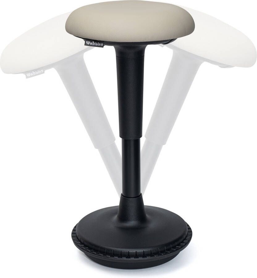 Wobblez ergonomische bureaustoel wiebelkruk voor een normaal en ZIT-STA bureau met een hoogte van 75-95 cm in hoogte verstelbare bureaukruk van 55-75 cm zwart frame clay zitting