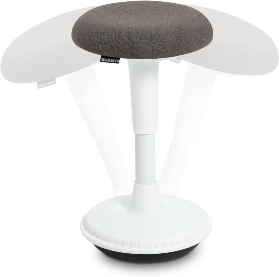 Wobblez Wiebelkruk Ergonomische Bureaustoel voor Bureaus met een hoogte 60-80 cm kruk in hoogte verstelbaar van 43-63 cm Witte wiebelkruk met Antraciet zitting
