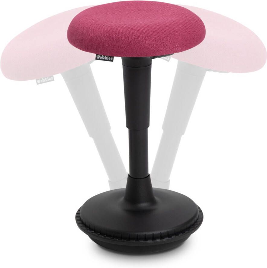 Wobblez Wiebelkruk Ergonomische Bureaustoel voor Bureaus met een hoogte 60-80 cm kruk in hoogte verstelbaar van 43-63 cm Witte wiebelkruk met Fuchsia zitting - Foto 3