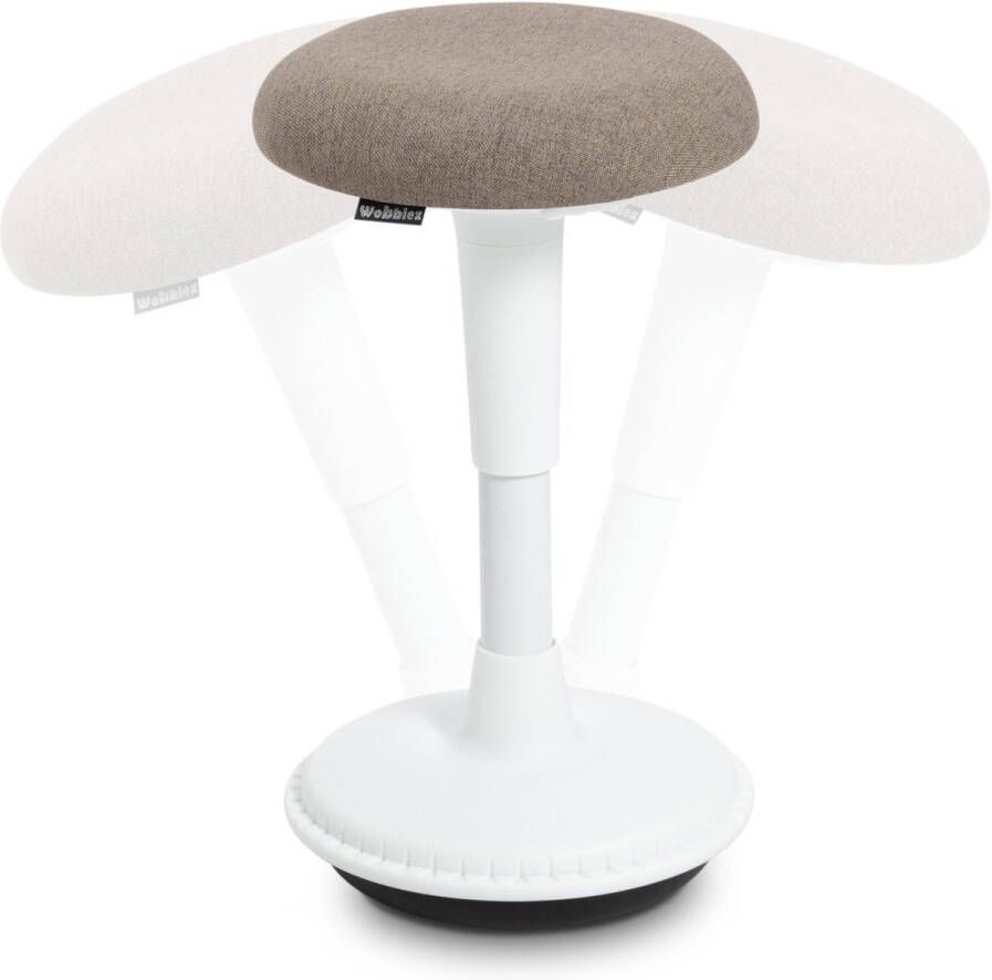 Wobblez Wiebelkruk Ergonomische Bureaustoel voor Bureaus met een hoogte 60-80 cm kruk in hoogte verstelbaar van 43-63 cm Witte wiebelkruk met Pebble zitting